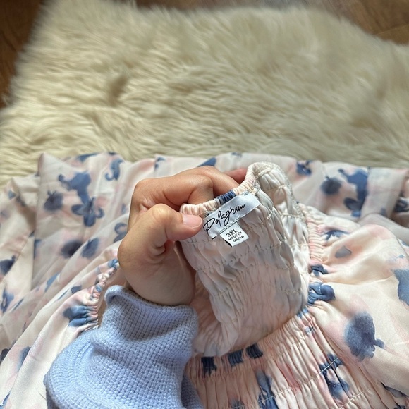 POLAGRAM Maylene Blue Floral Smocked Dress - Picture 6 of 6